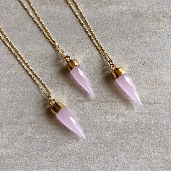 Dainty Rose Quartz Spike Choker - Picture 3 of 8